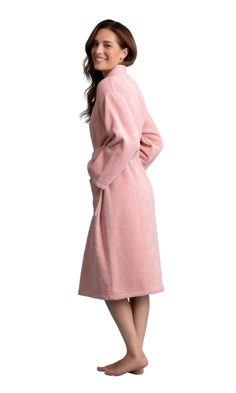 Soft Touch Linen - Premium Women's Terry Cloth Bathrobe - Absorbent & Lightweight - Deluxe Turkish Bathrobe for Women - Towel-like Material (Powder Pink, Large) - Image 4